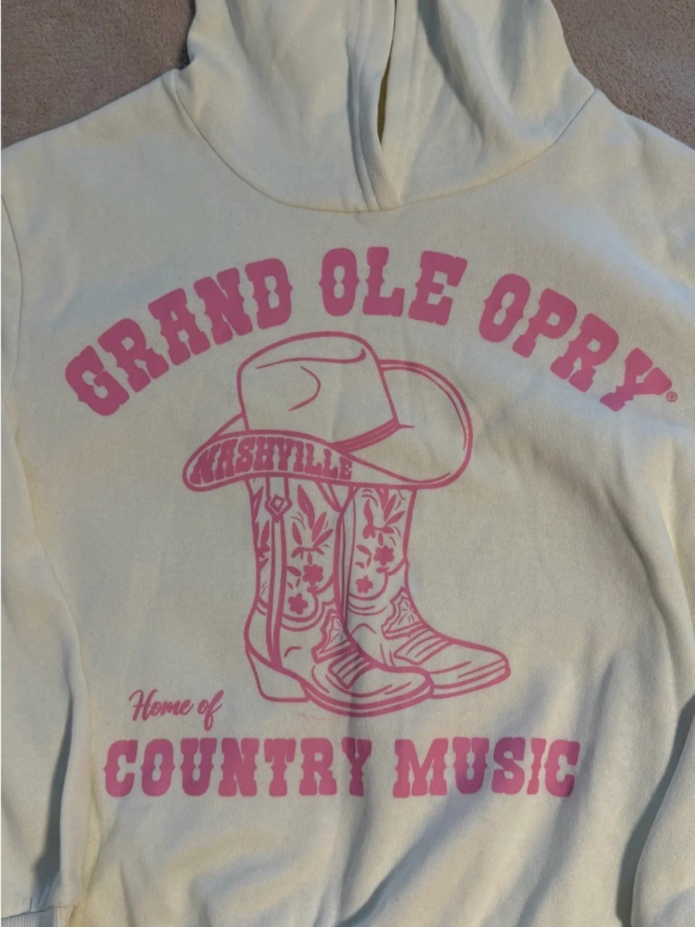 Grand Ole Opry Kids Cream Hoodie with Pink Graphic - Picture 2 of 5